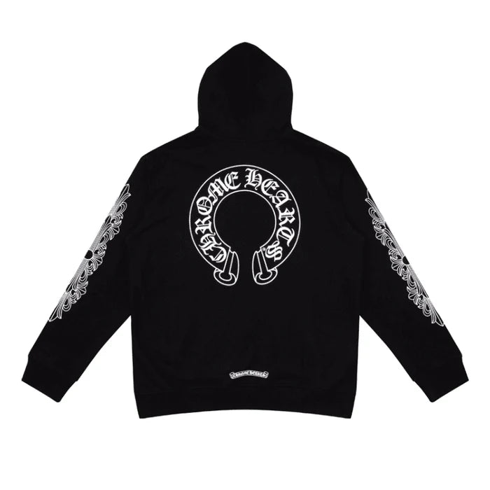 Chrome Hearts Horseshoe-Print Zip-Up Hoodie