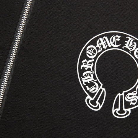 Chrome Hearts Horseshoe-Print Zip-Up Hoodie