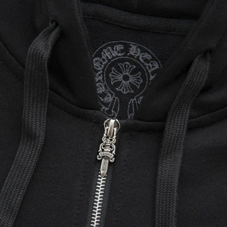 Chrome Hearts Horseshoe-Print Zip-Up Hoodie