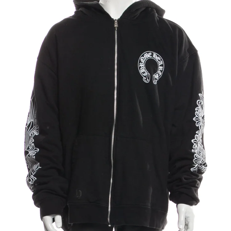 Chrome Hearts Horseshoe-Print Zip-Up Hoodie